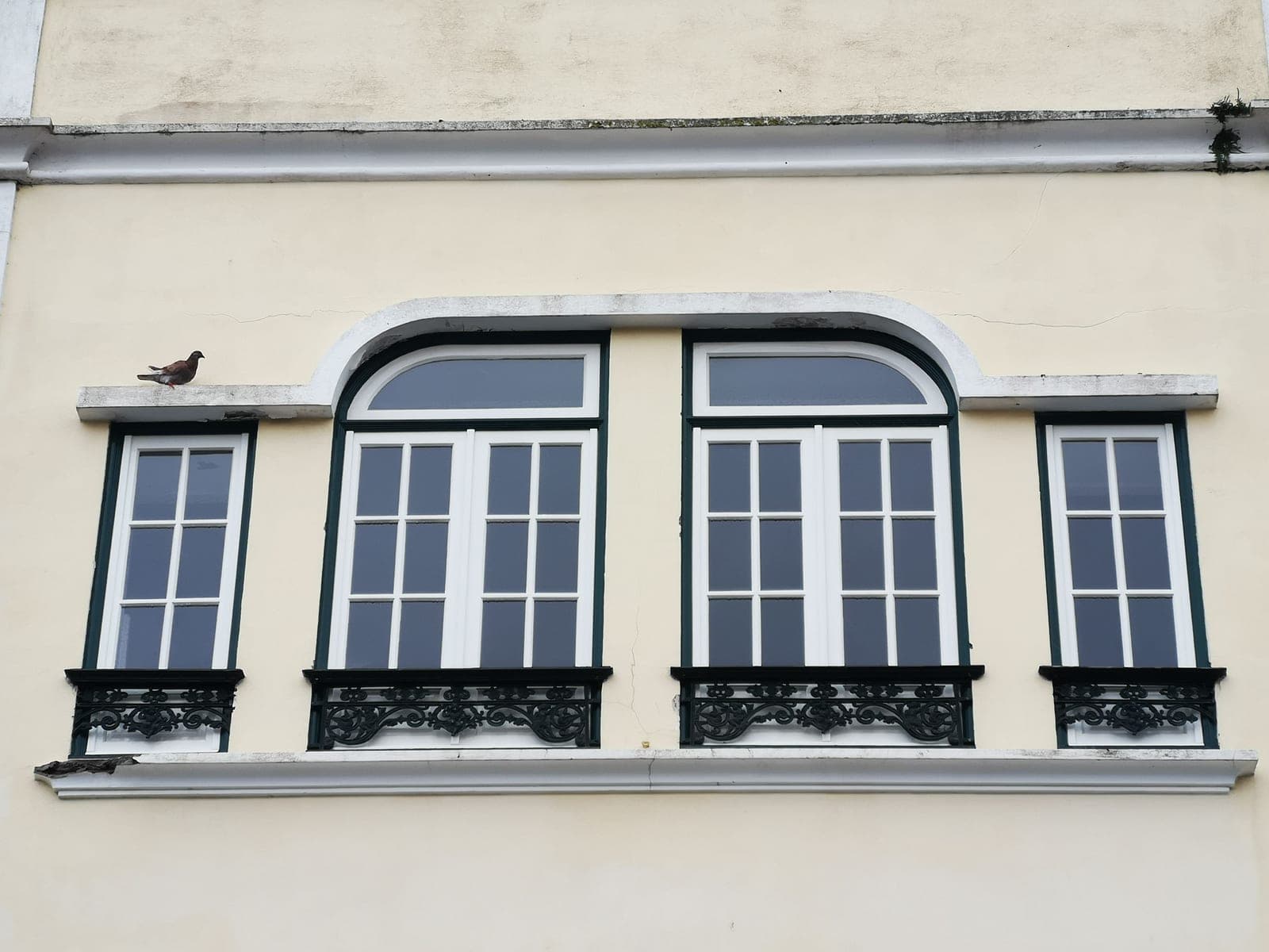 A small bird feeding at a clear feeder attached to a window pane.